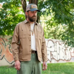 BWS02 Utility Shirt 8oz. Herringbone Brown