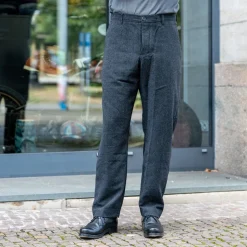 Ken Wide Cut Trousers Black Wool Pin
