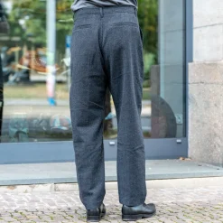 Ken Wide Cut Trousers Black Wool Pin
