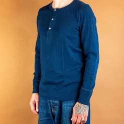 Knopfleistenhemd Langarm Inkblue