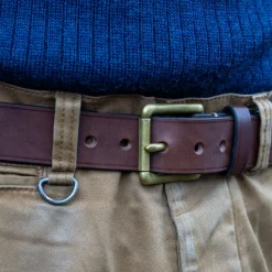 Ledergürtel 40er mit Messingschnalle Braun