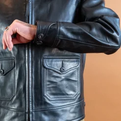 Lederjacke im Fliegerjackenstil Horsehide Black