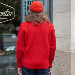 Navy Full Zip Red