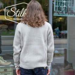 Navy Half Zip Pullover Light Grey