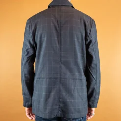 Norfolk Bakers Jacket In Navy Fine Wool Check