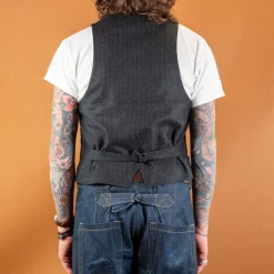 Wool Vest Striped Black